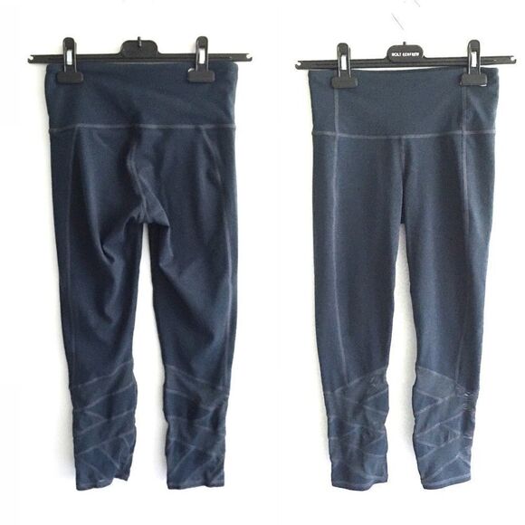 ATHLETA Mantra High Rise Capri Leggings Tights Pants Teal Mesh XS - Picture 2 of 7